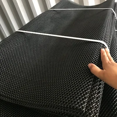 Close view of black oyster mesh and bag construction