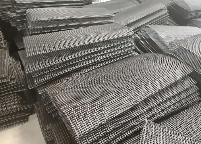 Stacked panels of oyster mesh netting